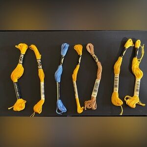 DMC Embroidery Floss Skeins in Yellow, Blue,  New